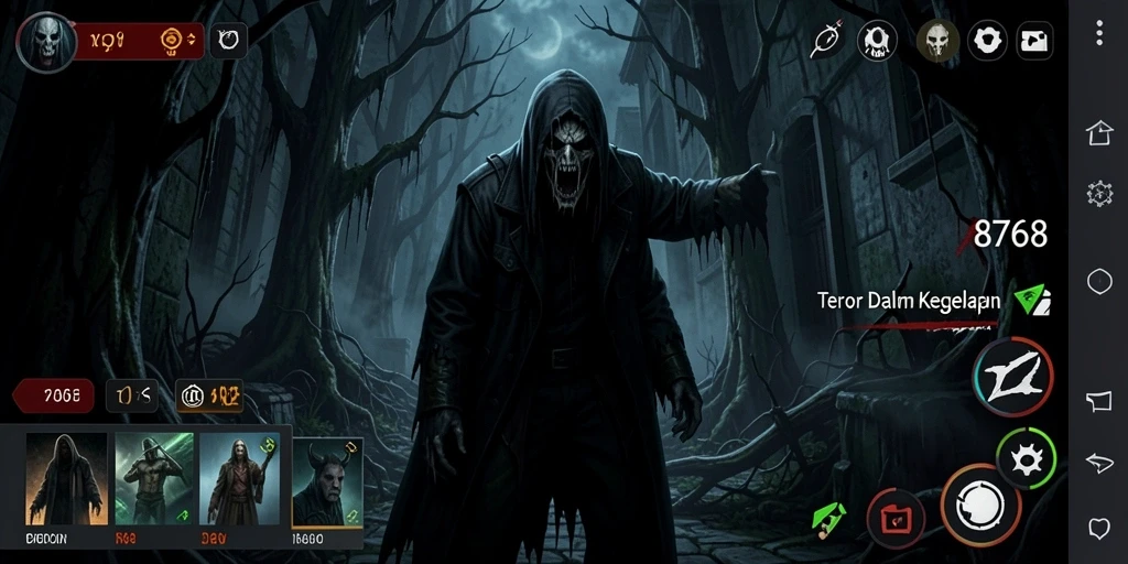Screenshot menampilkan momen menegangkan dari gameplay Horror.