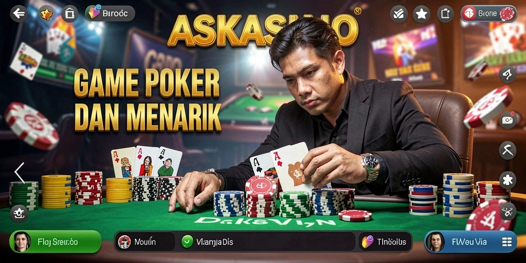 Tampilan gameplay Poker seru di ASKASINO yang memikat.