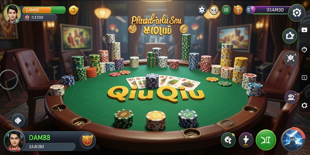 Tampilan gameplay seru dari DAM88 saat berkompetisi di QiuQiu.