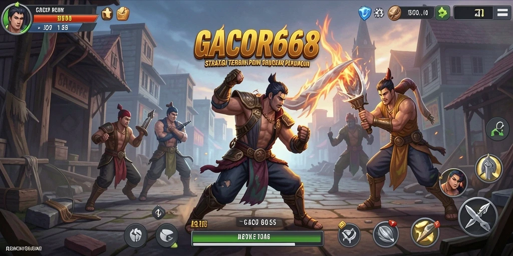 Tangkapan layar gameplay GACOR668 menunjukkan aksi pertempuran yang mendebarkan.