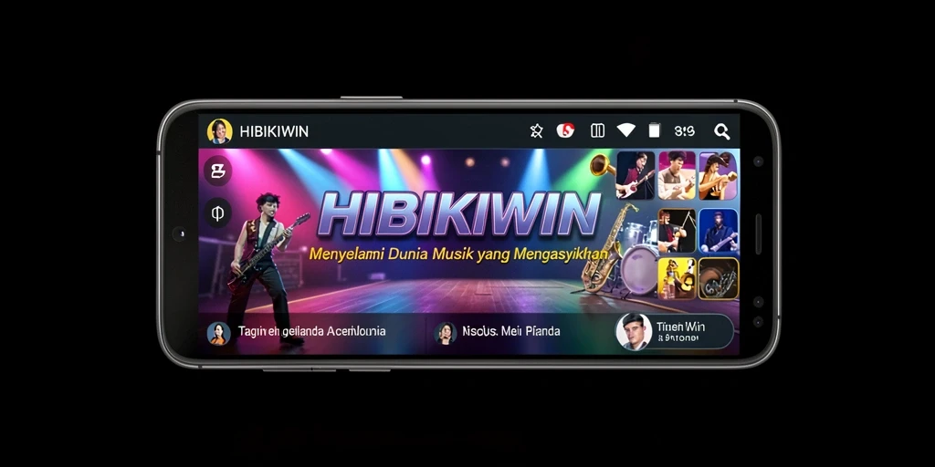 Tampilan gameplay seru dari HIBIKIWIN yang menampilkan interaksi musik.