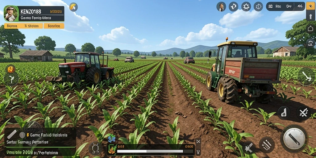 Gameplay KENZO188 menampilkan aktivitas bertani yang seru dan interaktif.