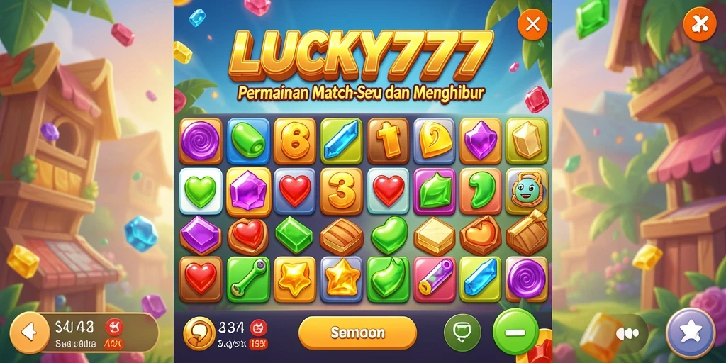 Screenshot gameplay LUCKY777 menampilkan keseruan dalam mencocokkan item.