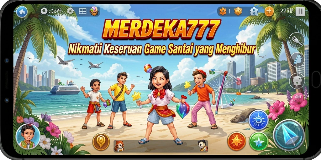 Tampilan gameplay MERDEKA777 yang ceria dan menghibur.