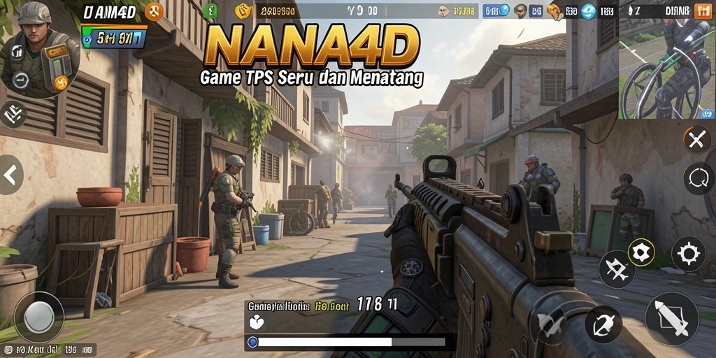 Screenshot gameplay NANA4D dengan aksi seru dalam pertempuran TPS.