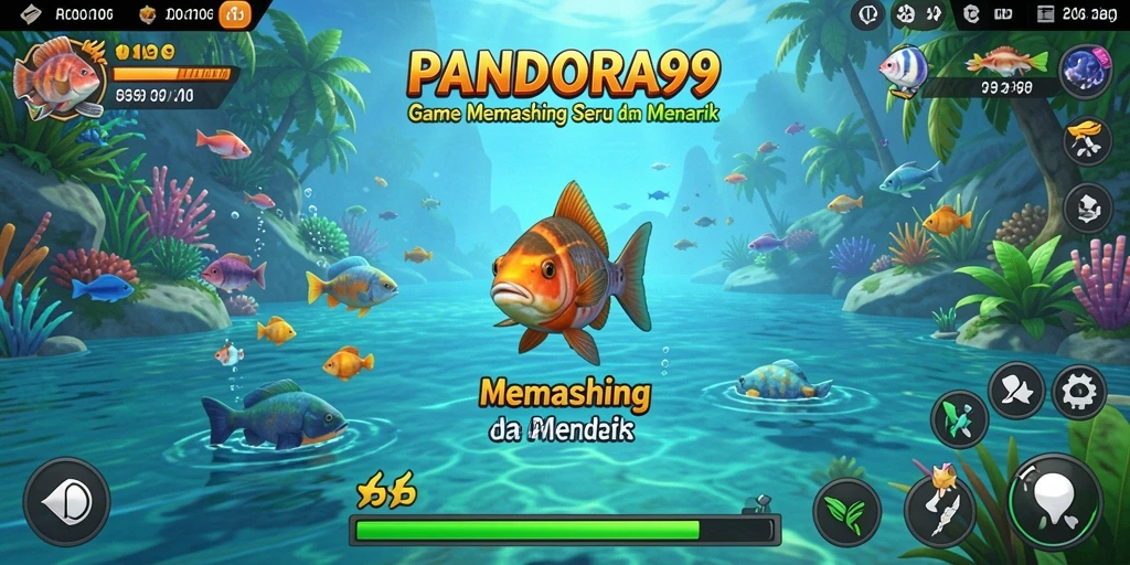 Tampilan gameplay PANDORA99 dengan grafis yang memukau saat memancing.