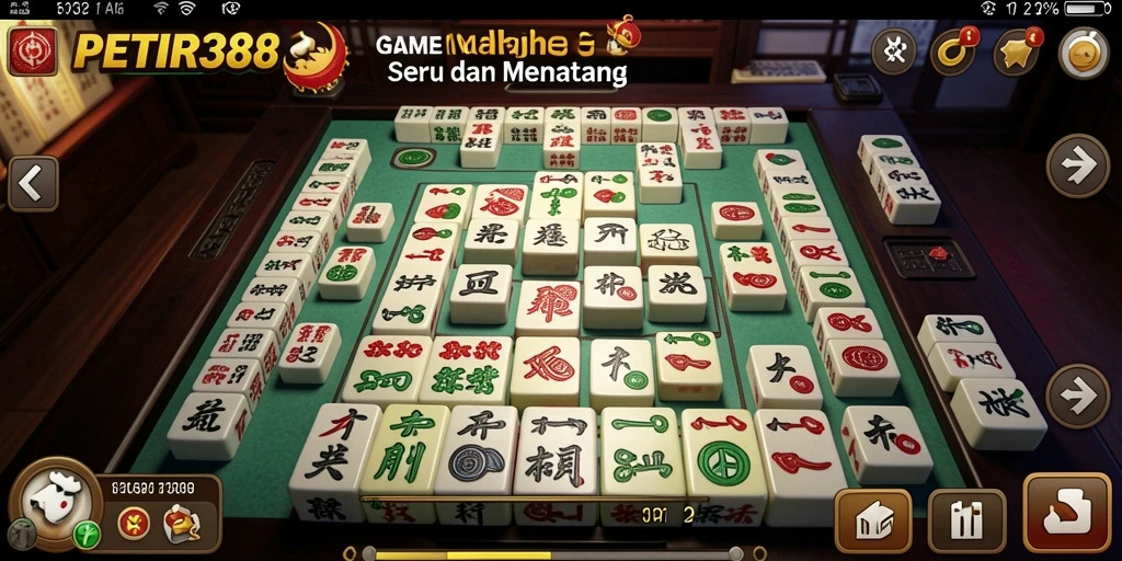 Tampilan gameplay seru dalam PETIR388, permainan Mahjong yang mengasyikkan.