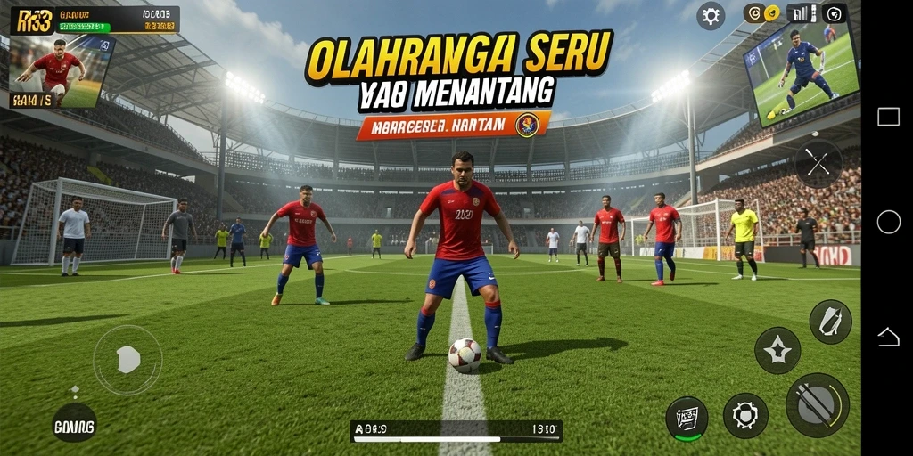 Screenshot gameplay yang menampilkan pertandingan olahraga seru.