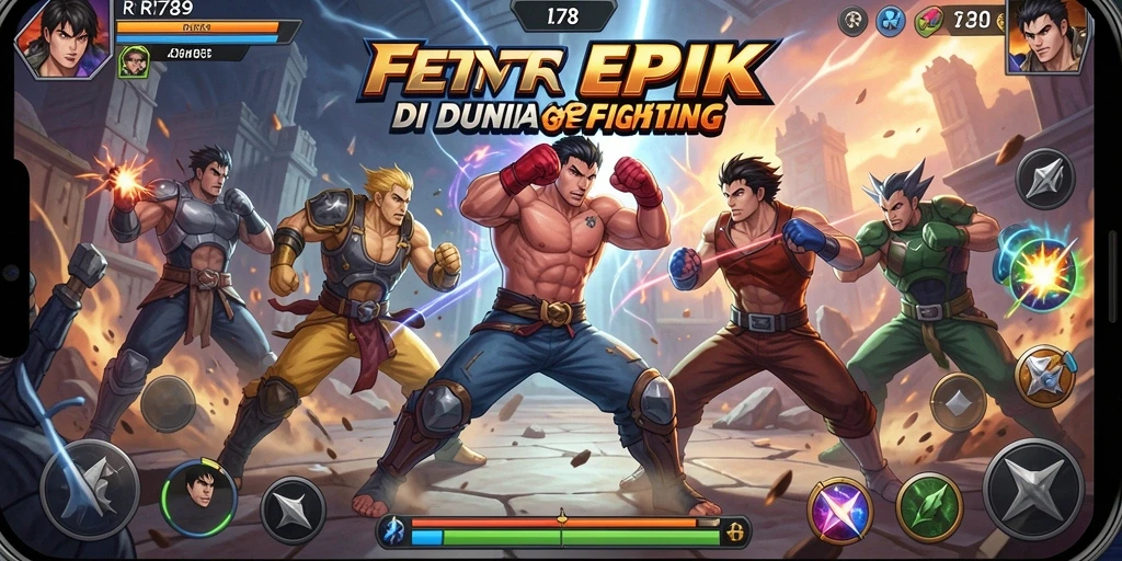 Screenshot gameplay <strong>RR789</strong> menunjukkan pertarungan seru antara karakter dengan efek visual menakjubkan.