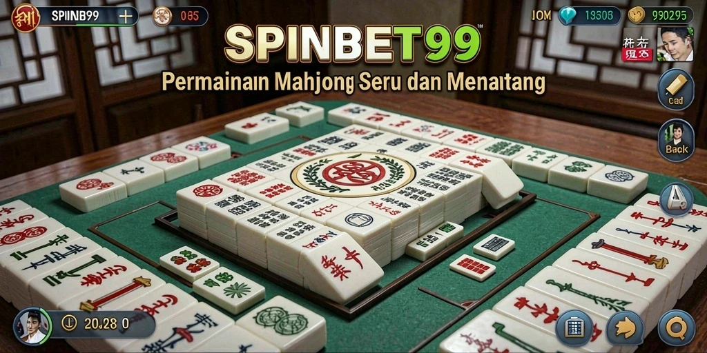 Screenshot utama SPINBET99 menampilkan aksi seru permainan Mahjong.