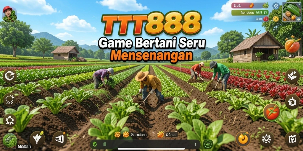 Gameplay TTT888 menampilkan suasana bertani yang ceria dan penuh warna.