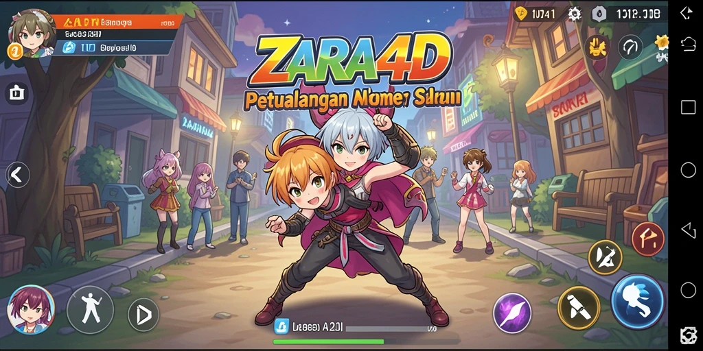 Screenshot gameplay ZARA4D yang menampilkan karakter anime dalam pertarungan.